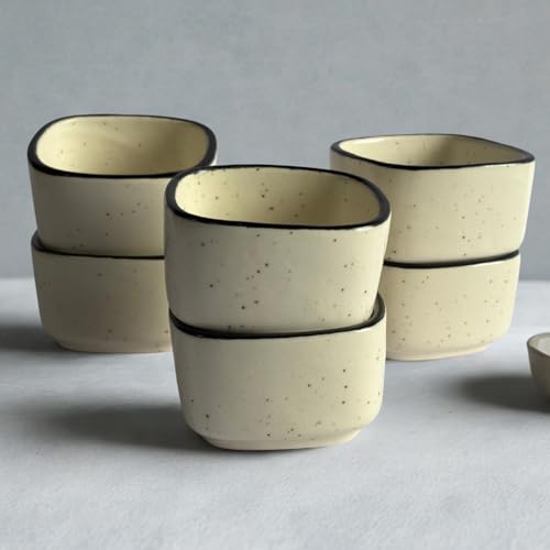 Image of Speckled Ceramic Dip Bowls - Set of 6 (Square Design)
