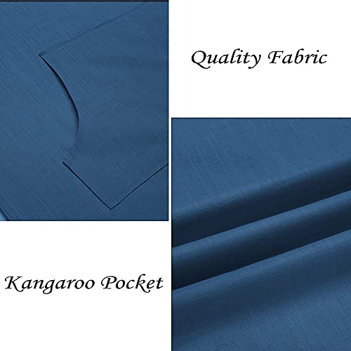 Coofandy Men's V-Neck Linen Robe Short Sleeve Kaftan Thobe Long Gown Casual Shirt For Beach, Summer Blue #TOP5