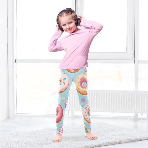 Colorful Donut Pattern Girls Leggings,Workout Leggings for Girls Toddler Athletic Leggings Size for 3-10T4