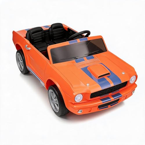 ARISTCY 2-Seater Ride on Car Licensed Shelby GT350 – 24V Electric Vehicle with Remote Control for Kids, LED Lights, Music, Safety Belt, Multiple Colors - Orange