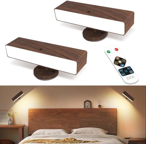 Battery Operated Wall Sconces Set of 2: Wireless Rechargeable Wal...