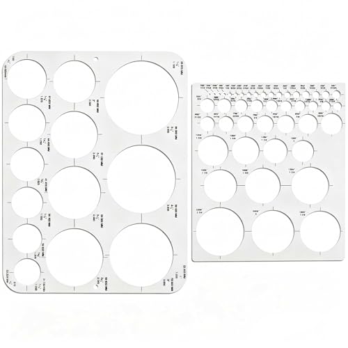 SenseYo 2 Pack Circle Template Stencil Round Geometric Drawings Ruler for Drafting Design Office Building Formwork Studying Large and Small Size