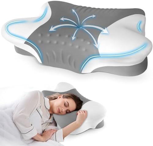 Cervical Neck Pillow for Side Sleepers – Cooling Contour Memory F...