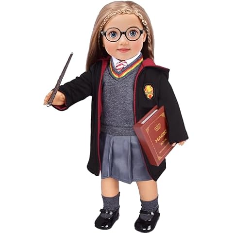 Magic School Uniform Inspired Halloween Costume Doll Clothes Clothing Outfits Accessories Set 10 Pcs for 18 inch Girl Dolls Cover