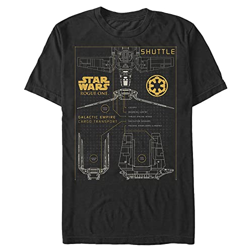 T-Shirt Homme Star Wars Schéma de Navette Imprimé en Coton Noir