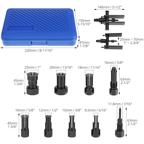 Qwork® Kit Di 10 Estrattore Per Cuscinetti Interni Per Moto Da 8 Mm A 25 Mm, Acciaio Legato, Set Di Strumenti Per La Rimozione Dei Cuscinetti Ruota Per Moto - 2
