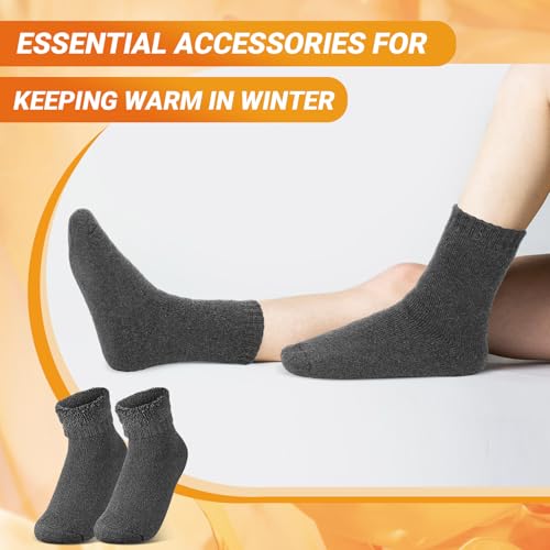 Sintege 2 Pairs Winter Thermal Fuzzy Socks Heated Thick Insulated Socks Men Women for Ski Hiking3