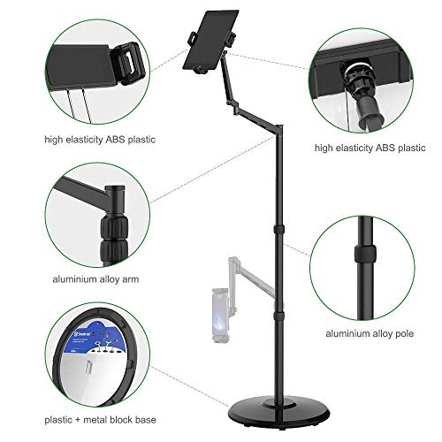 Smatree Tablet Floor Stand, 360 Degree Rotating With Height Adjustable Stand Compatible With 4.7-12.9Inch Smart Phone/Tablet,Iphone Series,Ipad Pro/Mini/Air,Samsung Galaxy S22,Surface Pro,Ebook Reader #TOP4