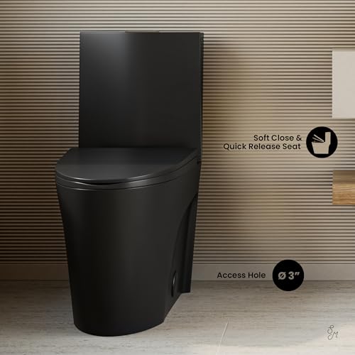 Image of St. Tropez One-Piece 14 inch Rough-in 1.1 /1.6 GPF Dual Top Flush Elongated Toilet in Matte Black