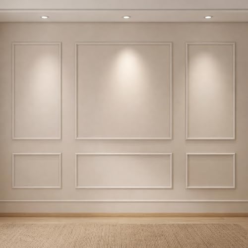Image of Pangda Peel and Stick Wall Molding Kit, 3D Premade Accent Molding Wainscoting Panel for Interior Wall Moulding Decor, Ready to Assemble Wainscoting Accent Panel (3 Set,23x56 in+48x56 in+23x56 in)