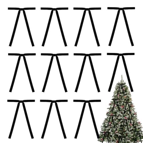 12 lazos de terciopelo para árbol de Navidad, 5 x 7 pulgadas, lazos de regalo de manualidades rústicas, lazos de terciopelo vintage para corona, lazos para Navidad, hogar, tienda, decoración interior