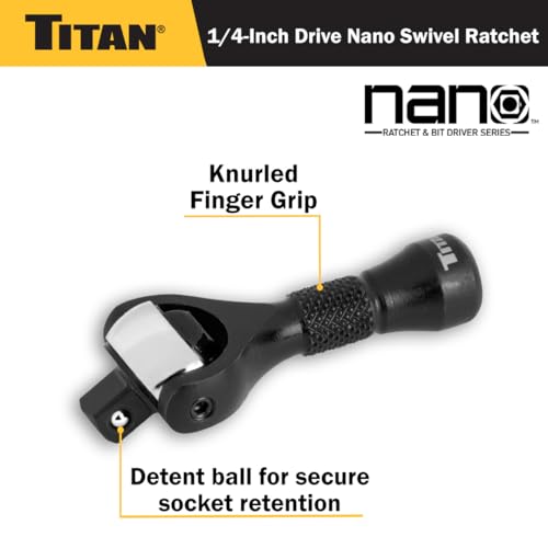 Titan 11330 1/4-Inch Drive x 2-1/4-Inch 90-Tooth Swivel Head Nano Ratchet by Titan - Image 2
