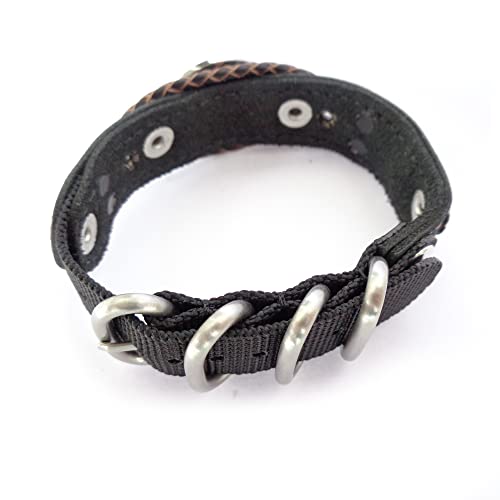 Lost Tribe Designs Christian Black Leather Cuff Bracelet With Cross And Fish For Man #TOP3