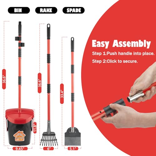 Image of HUZSV Dog Pooper Scooper With Bag Attachment,Heavy Duty Metal Rake&Spade Swivel Bin,NonBreakable Poop Scoop for Small Large Dogs,Includes 100 Waste Bag Odorless Design Easy to Use on Grass,Dirt,Gravel