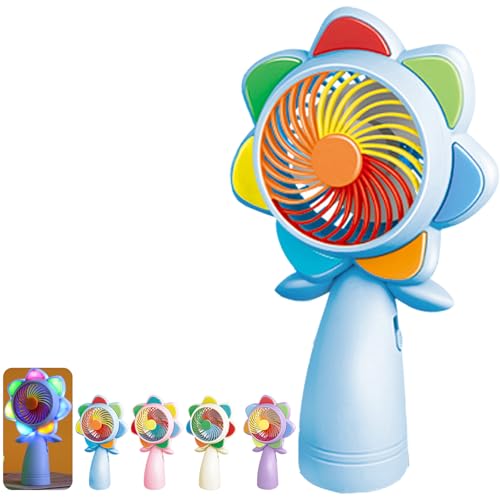 YOUYIKE Ventilateur Portable avec Lumières LED, Forme de Fleur Mini USB Rechargeable Ventilateur a Main Petit Poche Silencieux Fan Portable sur Batterie pour...