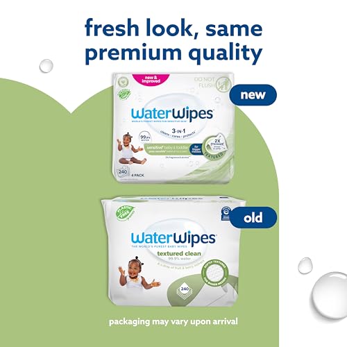 WaterWipes Textured Clean, Toddler & Baby Wipes, 99.9% Water, 3-In-1 Cleans, Cares, Protects, Unscented & Hypoallergenic, 240 Count (4 Packs), Packaging May Vary - Thumbnail 3