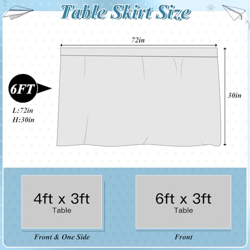 Image of 6FT Black Base White Polka Dots Table Skirt Teacher Desk Skirt for Black and White Classroom Decor Rectangle Table Cover for Back to School Party Supplies Kindergarten Office Dorm Bookcase Cabinet