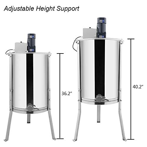 VINGLI Upgraded Electric 4 Frame Honey Extractor, Stainless Steel Honeycomb Spinner Drum with Adjustable Height Stands, Beekeeping Pro Apiary Centrifuge Equipment - Image 5