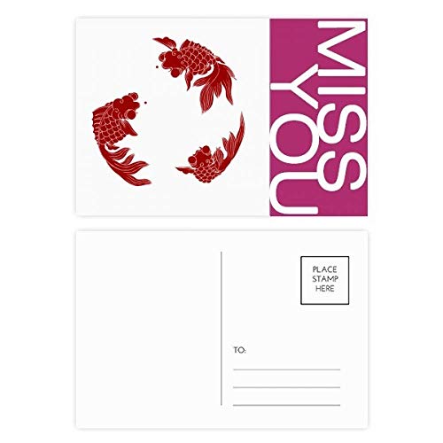 Carte postale Rouge cyprinoid DIYthinker set 20pcs côté mailing merci