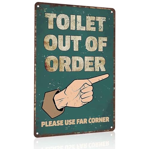 Toilet Out Of Order Funny Metal sign, Vintage Bathroom Wall Decor 8x12 Inche for Restroom Washroom Home Decor Kitchen House Wall Decoration