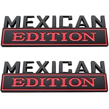 2pcs 7" Large Mexican Edition Emblem Badges Decal Car Flag Decal Military Replacement for F150 F250 F350 Chevy Silverado 1500 2500 Chevrolet C10 C15 Black Red