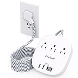 Regleta de alimentación de enchufe plano de 15 pies, regleta de alimentación sin