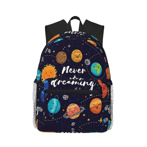 Sac à dos de voyage léger Cute Planet noir pour ordinateur portable et loisirs décontractés