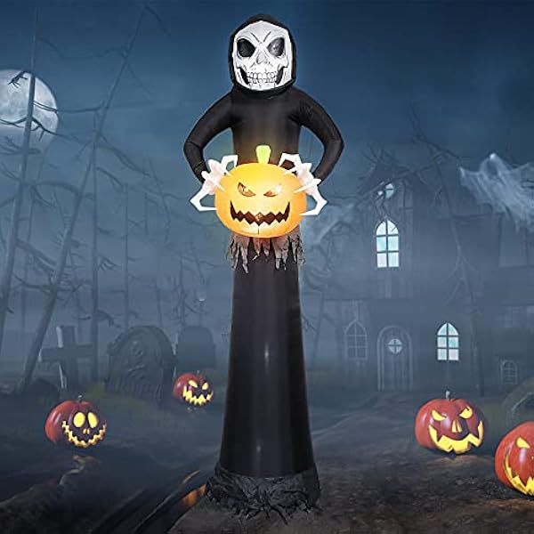 EBANKU 8.8Ft Halloween Fantasmi Gonfiabili Decorazioni con luci a LED, Halloween Zucca Fantasma Falcetto Gonfiabili Decor per Esterni Indoor Yard Garden Decorazioni per Feste di Halloween