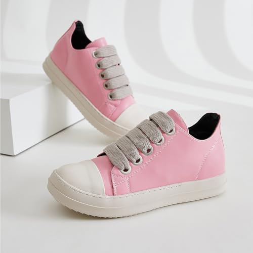 Kids Lace Up Sneakers Boys Girls Low Top PU Leather Platform Walking Shoes4