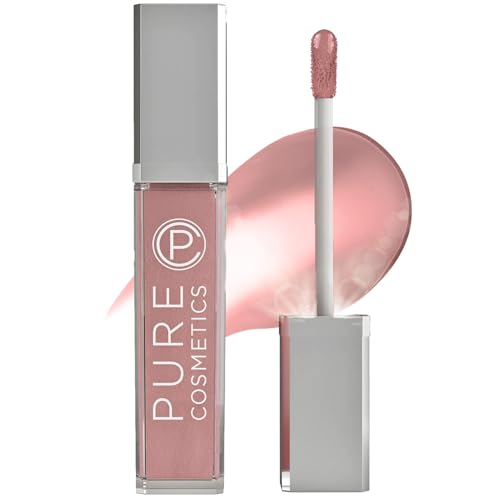 Pure Cosmetics Pure Illumination Lip Gloss - LED-lit Applicator w/Side Mirror - Non-Sticky, Moisturizing & Hydrating Lip Glosses - Soothes & Heals Dried Chapped Lips (In the Buff)