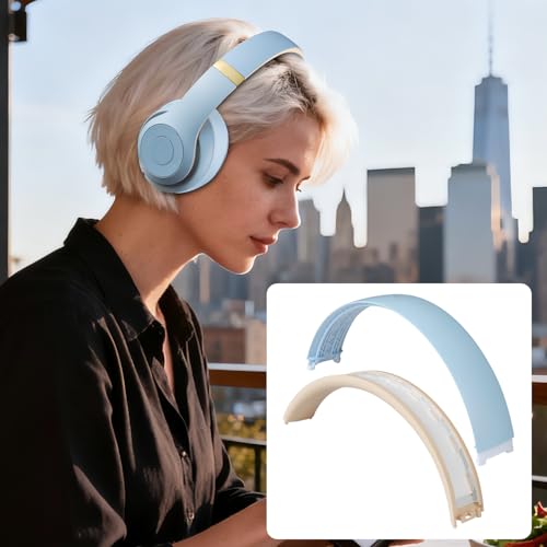 Image of SOULWIT Top+Bottom Headband Cover Kit for Beats Studio 3 & Studio 2 Wired & Wireless Headphones, Replacement Headstrap Pad Repair Part with Durable Silicone and Plastic - Studio3 Crystal Blue