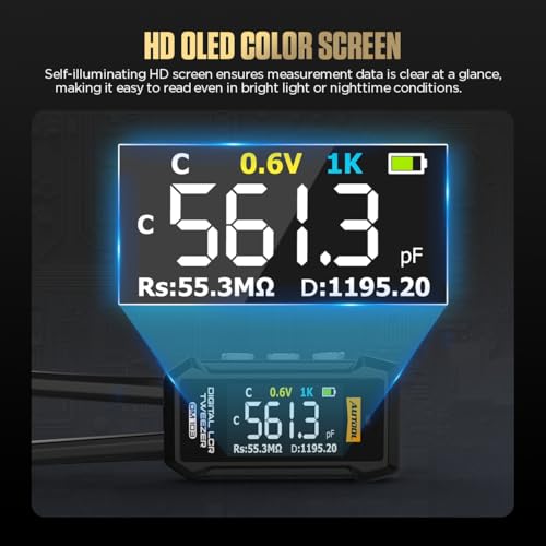 AUTOOL DM103 LCR-Messgerät, LCR Meter, 10KHz LCR Meter Tweezer, Intelligentes SMD-Bauteile-Prüfgerät – Messung von Widerständen, Drosseln, Dioden, Kondensatoren, Spannung & Durchgangsprüfung