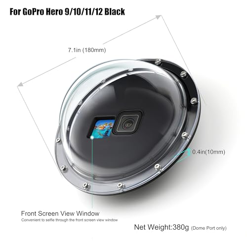 GEPULY Dome Port for GoPro Hero 9 10 11 12 13 Black- Underwater Waterproof Dome Port Housing Case + Floating Hand Grip + Trigger Accessories for GoPro Action Cameras - Image 2
