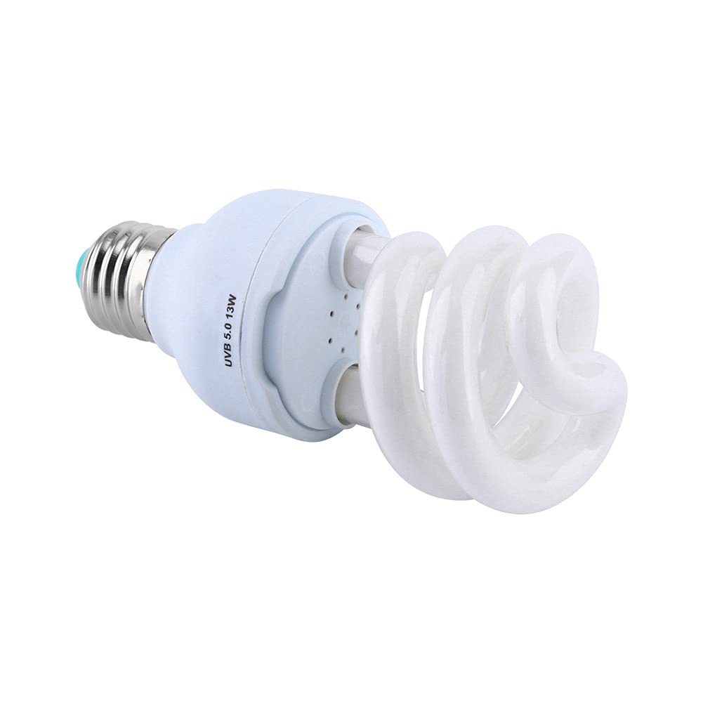 Luces para Reptiles 13W UVB 5.0 E27, Bombilla Compacta en Espiral de Ahorro de Energía para Tortugas, Serpientes, Lagartos y Anfibios