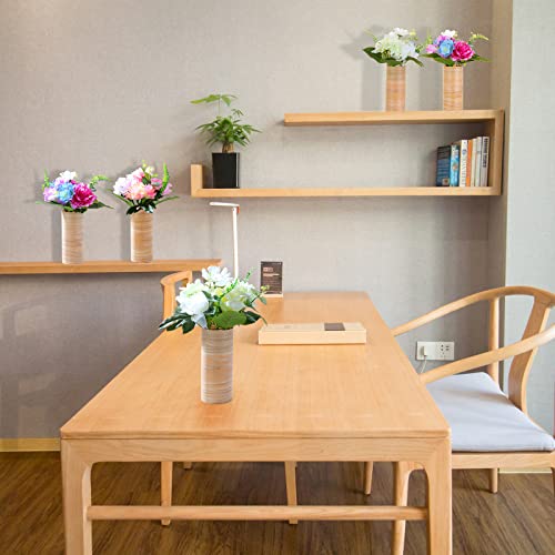 Kuimen Artificial Flower With Green Leaf For 3 Vases. Pink,Purple,White Fake Flower In Pots, For Home Bathroom Kitchen (Multi Color) #TOP4