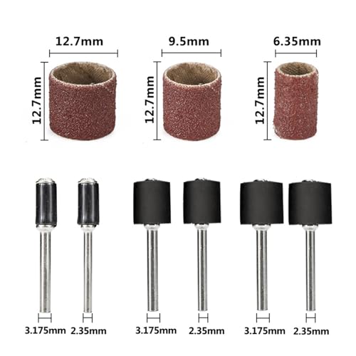 Yuhtech 384 Stück Schleifhülsen Satz, Teiliges Schleiftrommel Set, 360 Trommelschleiferhülsen und 24 Trommeldorne, Schleifhülsen Schleifbänder, Schleif Bohrmaschine für Dremel Drehwerkzeug