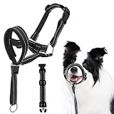 SDFWGG Hundehalfter Verstellbares Hundemaulband Beißschutz Maulschlaufe für Hunde Halfterhalsband Kopfgeschirr für Hunde Kopfgeschirr mit Gepolstertem Nasenriemen (Schwarz, x_l)