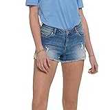 jeans hotpants kurz ausgefranster Saum ONLY Damen ONLCARMEN Life REG Print DNM BJ Jeans-Shorts, Medium Blue Denim, M