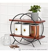GOFURNISIA Kitchen Organizer Wooden Storage Rack | Solid Wood Premium Circular 2 shelf countertop...