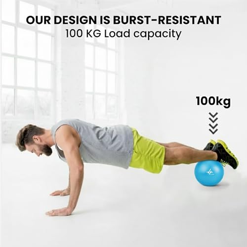 Image of PulseITOrbit Yoga Ball 25cm for Exercise, Balance & Core Strength | Anti-Burst Mini Pilates Ball for Home Workout, Yoga, Stability Training & Physical Therapy | Inflatable Soft Gym Ball (Blue)