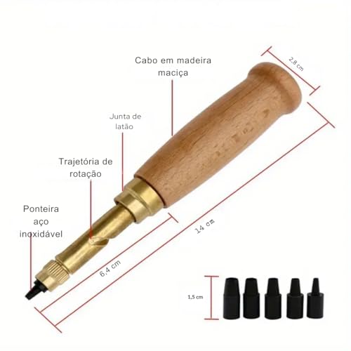 Furador Vazador Material Sintetico Carteira Cinto Borracha Perfurador Manual Rotativo Para Artesanat