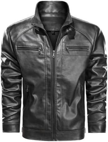 Jaqueta Masculina Couro Ecológico Motoqueiro Estilo Forrada Inver...