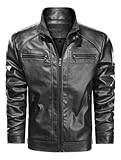 Jaqueta Masculina Couro Ecológico Slim Motoqueiro Estilo Biker Forrada Inverno Gola Alta com Zíper e Bolsos – Casual e Estilosa (BR, Alfa, M, Regular, Regular, Preto)
