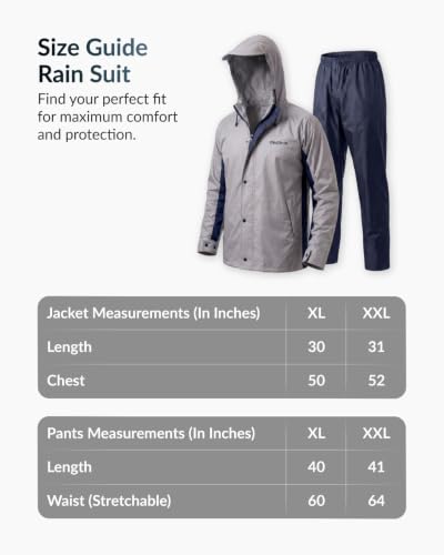 Image of Destinio Rain Coat for Men Waterproof with Hood, Thick Polyester, Leak Proof, Premium Zipper, Raincoat for Bike Riding, Double Layer Rain Suit for Riders, Rainwear Set