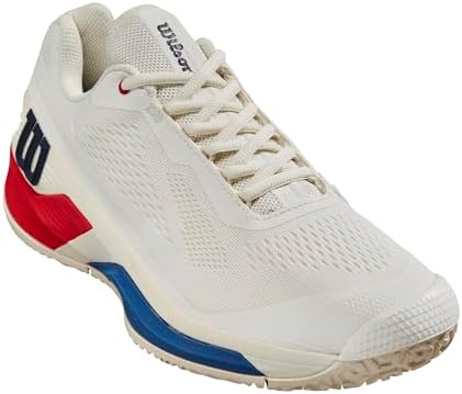 Wilson テニスシューズ RUSH PRO 4.5 OZ OMNI Wilson Rush PRO Omni Tennis Shoes, Men's, Snow White/Wilson Red