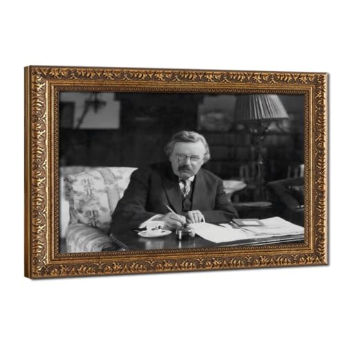 Portrait GK Chesterton impression sur toile décoration murale verticale cadre suspendu 50x76
