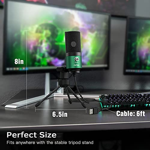 Image of FIFINE USB Gaming Microphone for PC Desktop, PS4 and Mac, Gain Control, External Condenser Computer Mic for Streaming, Podcasting, Twitch, Discord, Green - K669G