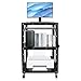 TMHWYP 4-Shelf Mobile Utility Cart,Computer Cart,with 3 Outlets and 3.1' Cord,Heavy-Duty Service Carts for Offices and Warehouses with 4 Adjustable Shelves, Black