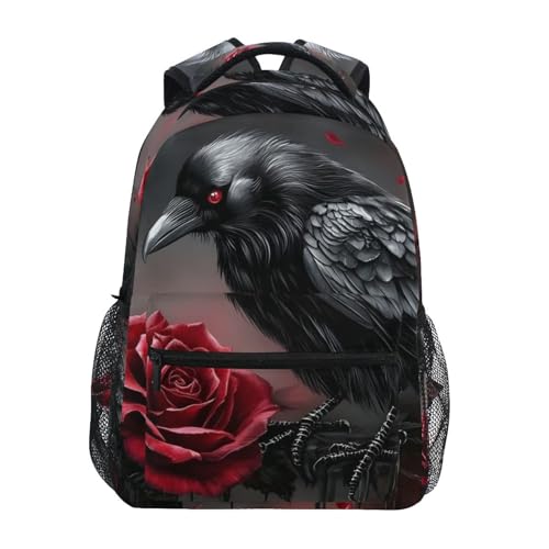 Gothic Crow Backpack Daypack Shoulder Bag Book Bag Lightweight Back Pack 12 ×16.9 Inch