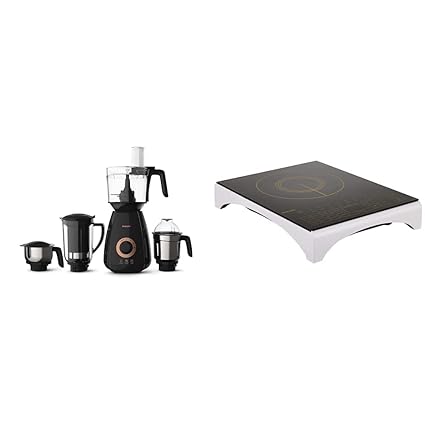 PHILIPS Hl7707/00 , Hd4938/01 750W Mixer Grinder , Jar And Induction Cooktop with Sensor Touch, Black